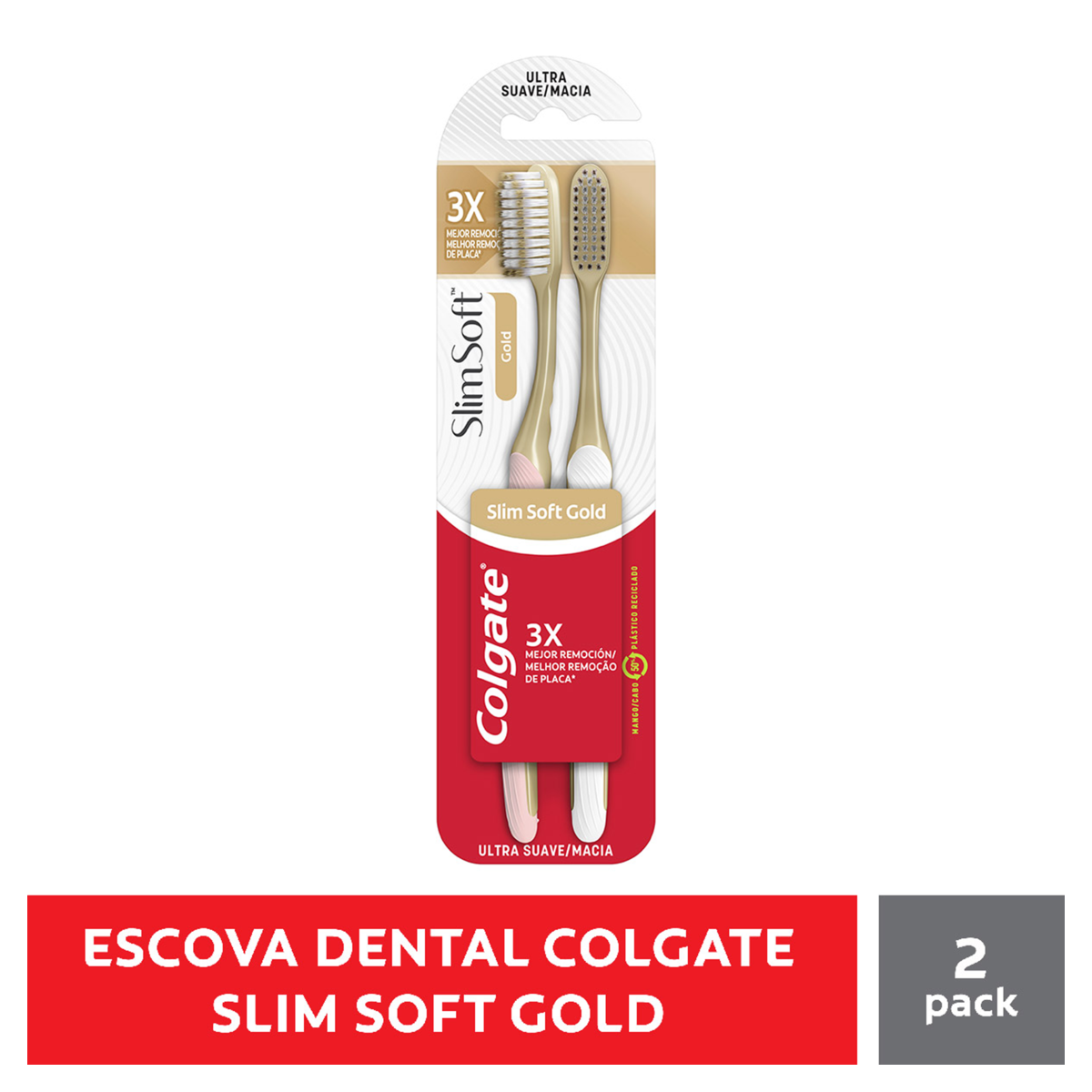 Escova Dental COLGATE Slim Soft Gold com 2 unidades