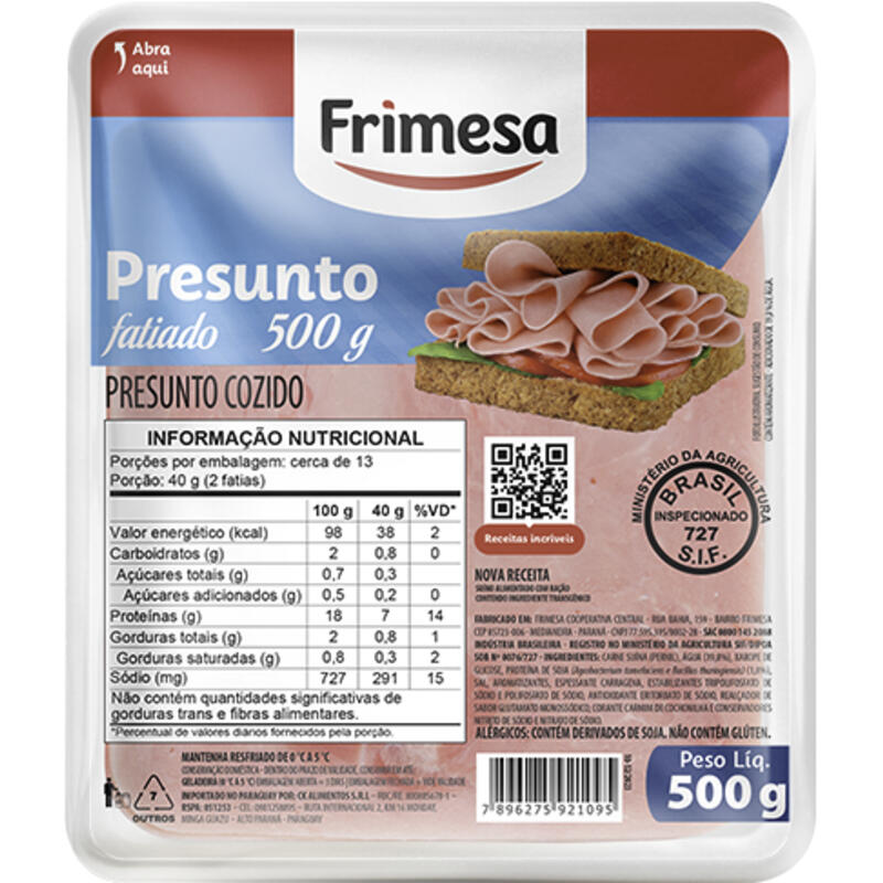 Presunto Cozido Frimesa Fatiado 500g