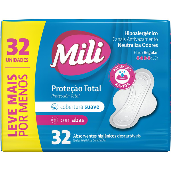 Absorvente Mili Proteção Total Suave com Abas 32un