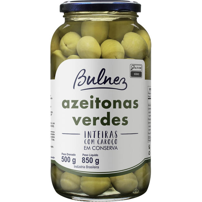 Azeitona Verde Bulnez Com Caroço 500g