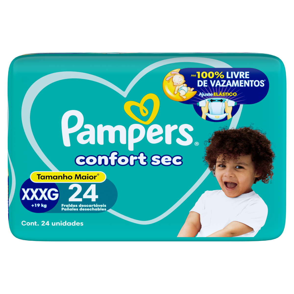Fralda Descartável Infantil Pampers Confort Sec XXXG Pacote 24 Unidades