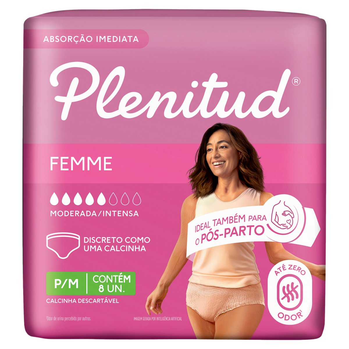Roupa Íntima Plenitud Femme para Incontinência P/M-8 un