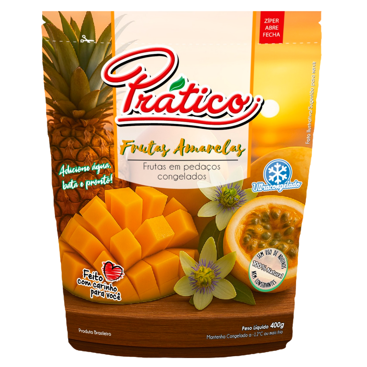 Frutas Amarelas Congeladas em Pedaços Prático 400G