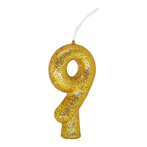 Vela De Aniversário Regina Cintilante Glitter Dourada Nº9 C/1 Un