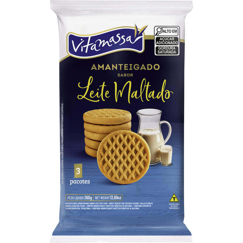 Biscoito Amanteigado Vitamassa Leite Maltado 360g