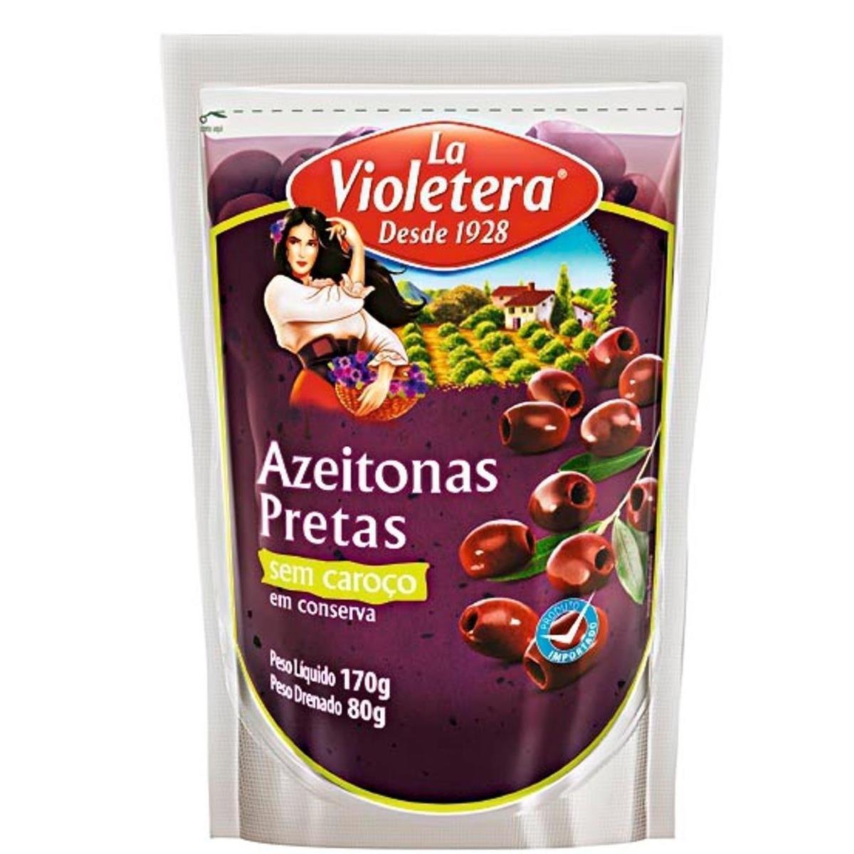 Azeitona Preta com Caroço LA VIOLETERA Sachê 80g