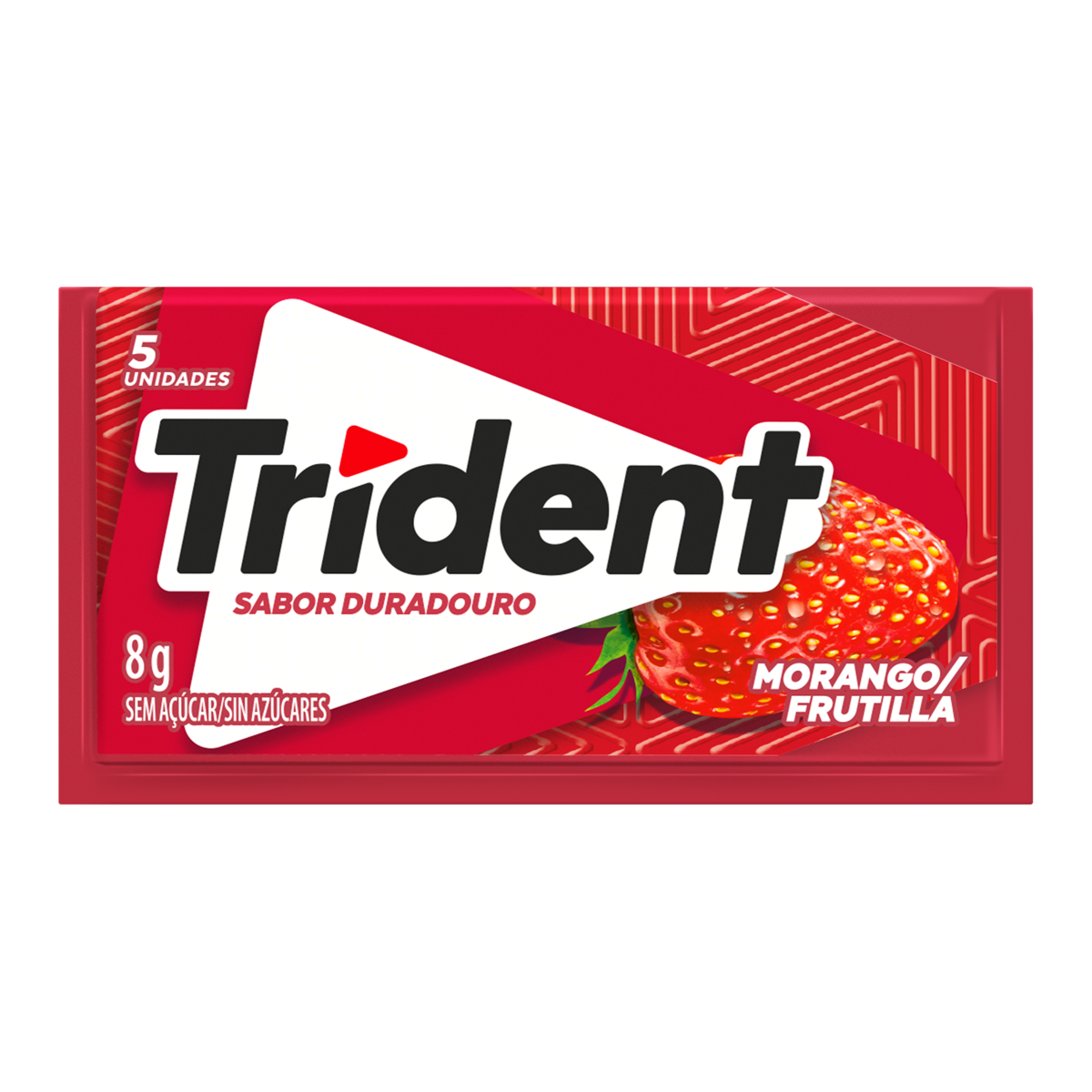 Chiclete Trident Morango Sem Açúcar 8g - Embalagem com 5 unid.