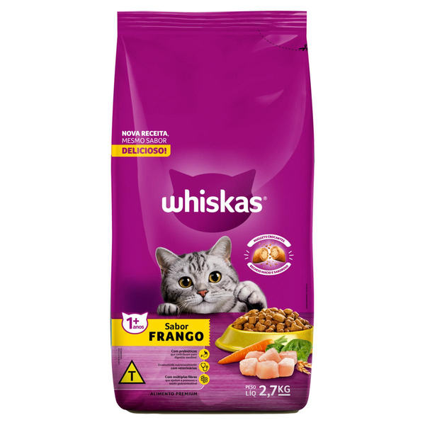Alimento para Gatos Whiskas Adultos 1+ Frango 2.7kg