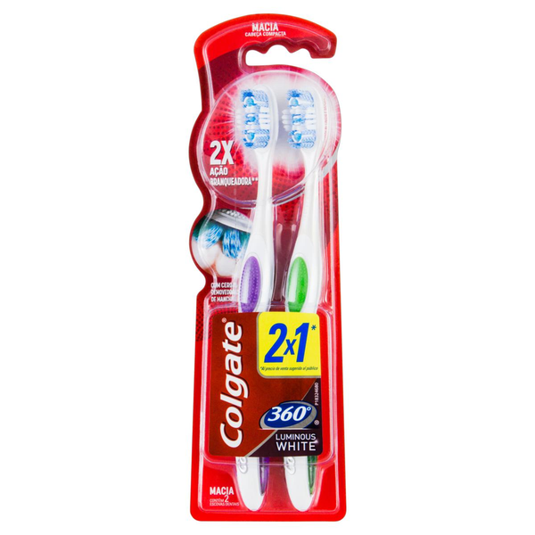 Escova Dental Colgate 360° Luminous White - Leve 2, Pague 1 Escova