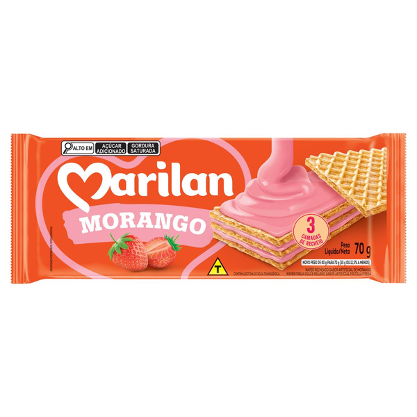 Biscoito Wafer Marilan 70g - Morango
