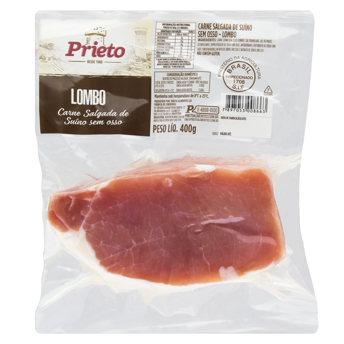 Lombo Suíno Salgado sem Osso Prieto 400g