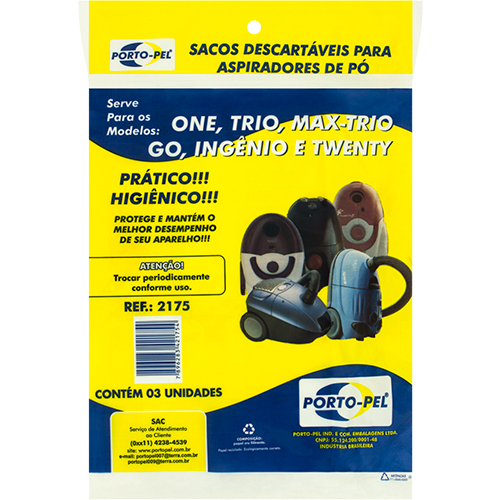 Saco P/aspirador Porto Pel C/3 Electrolux One Trio Max