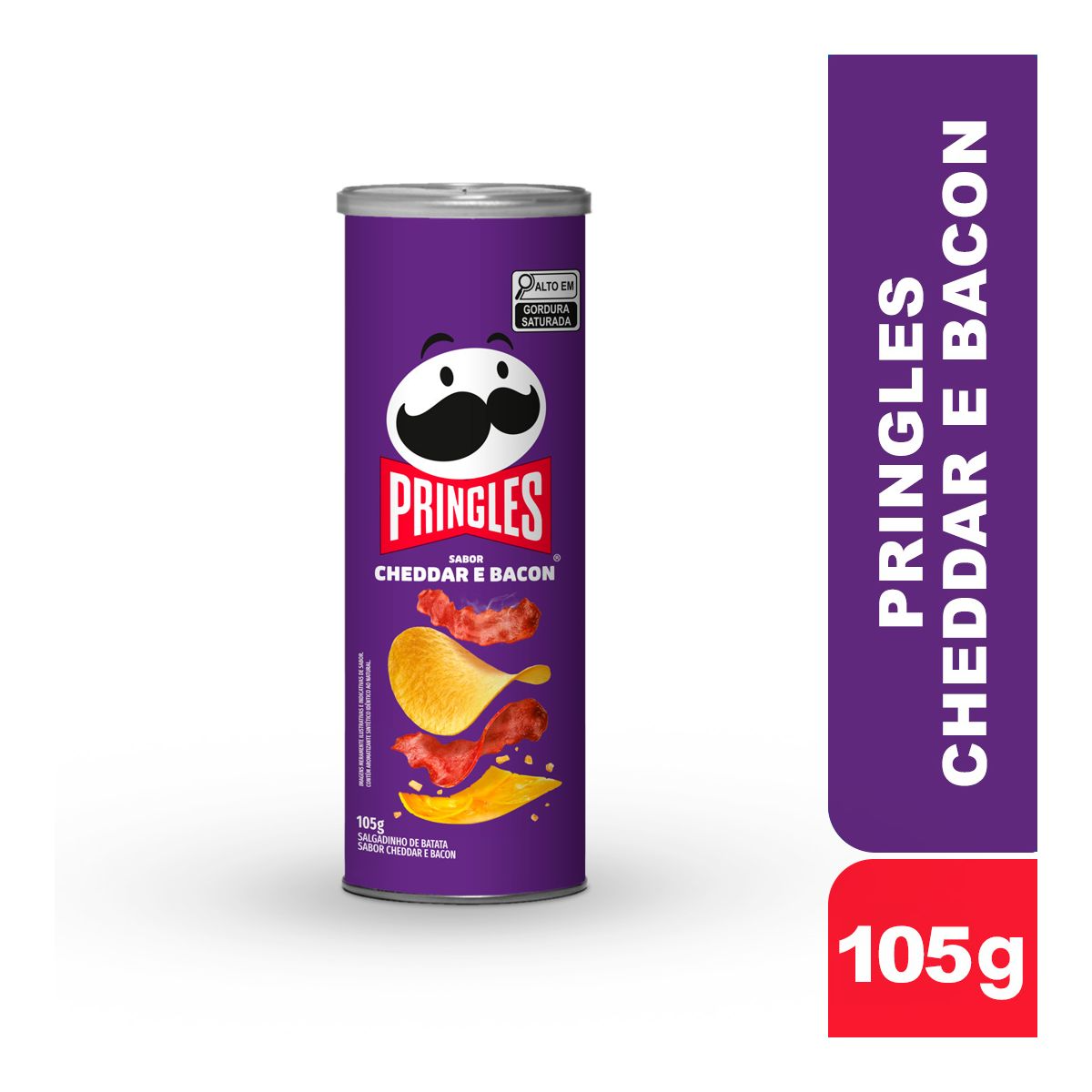 Salgadinho de Batata Cheddar e Bacon Pringles Tubo 105g