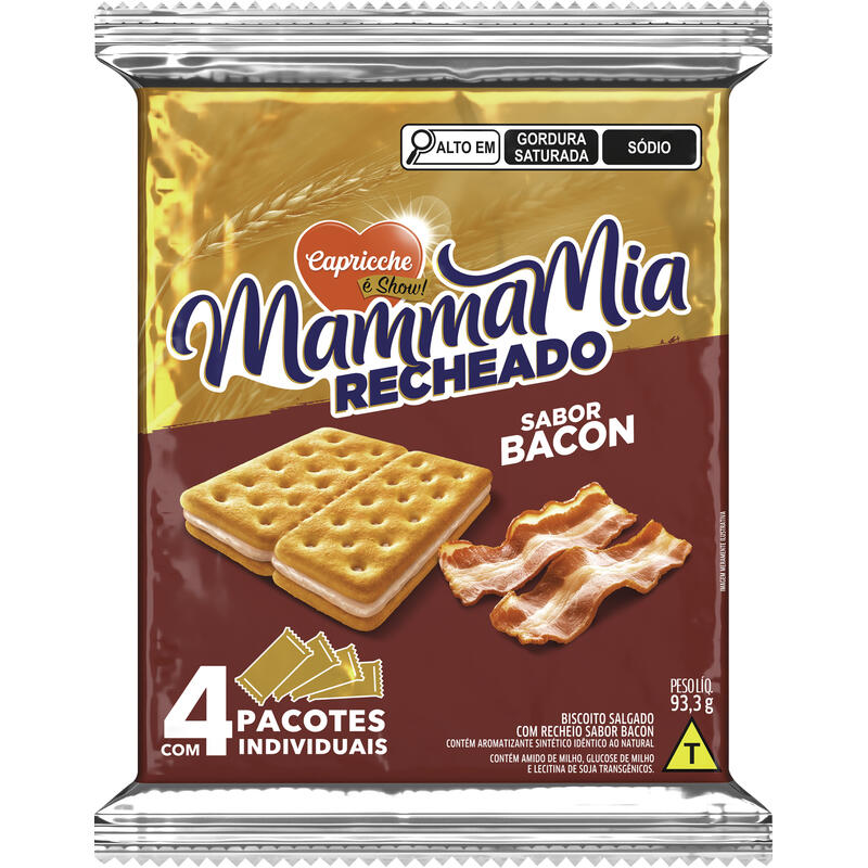 Biscoito Recheado Mamma Mia Bacon 93,3g