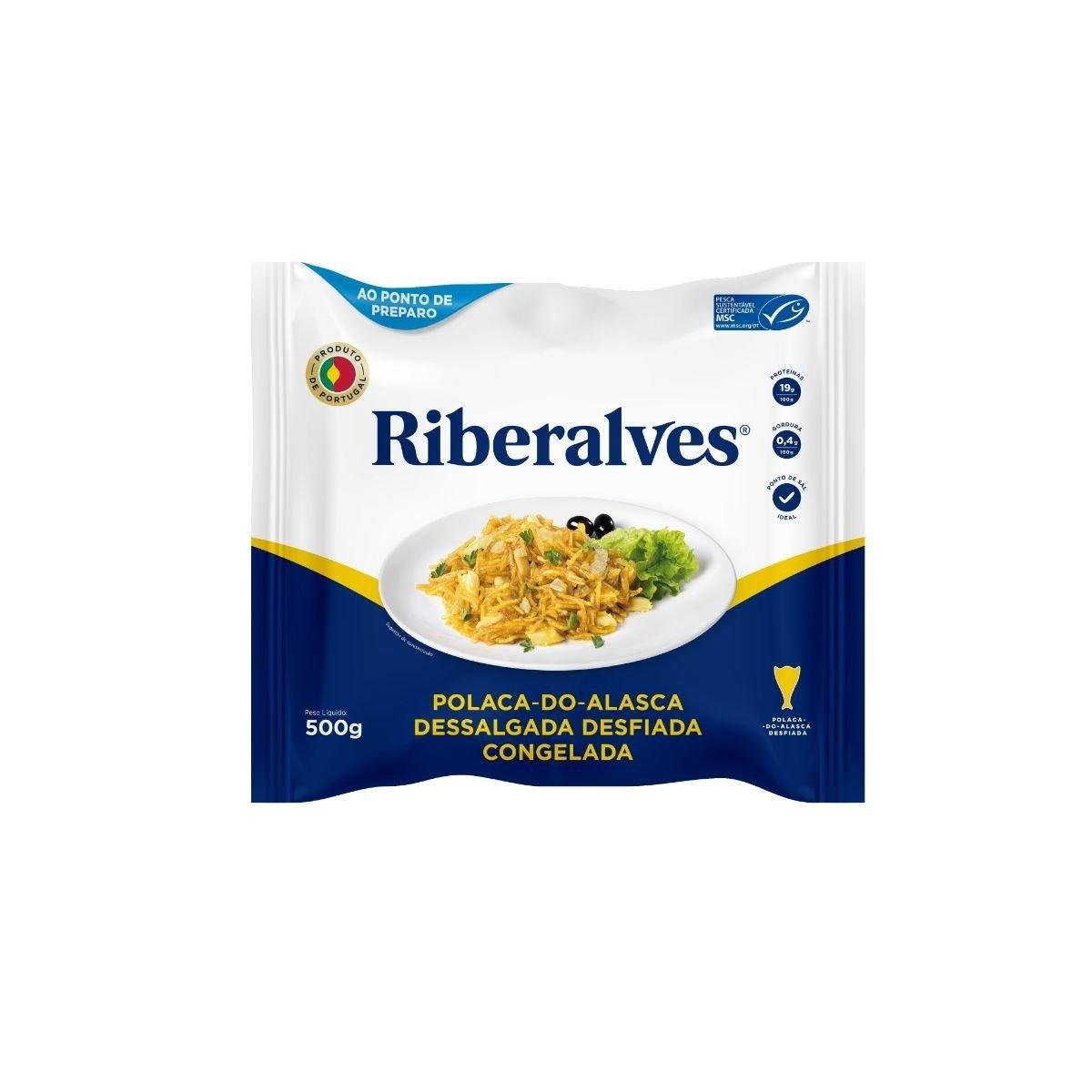 Peixe Polaca do Alasca Desfiado Dessalgado Congelado RIBERALVES Pacote 500G