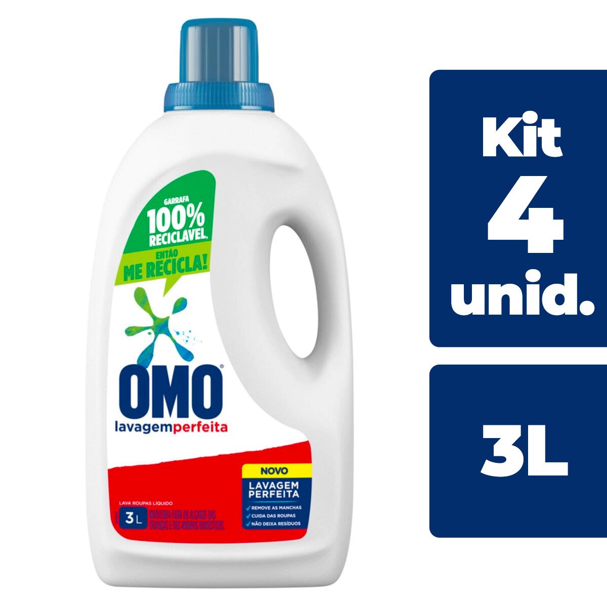 Sabão Líquido OMO Lavagem Perfeita 3 L - 4 Unidades