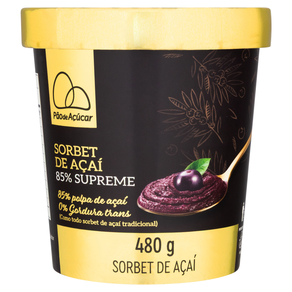 Sorbet Açaí Pão de Açúcar 85% Supreme Pote 480g