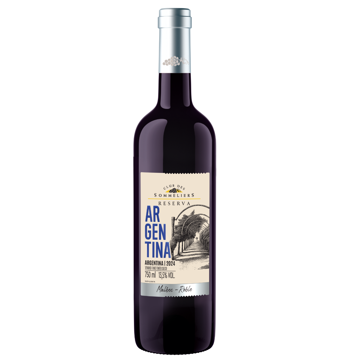 Vinho Tinto Argentino Clube Des Sommeliers Roble Malbec 750ml