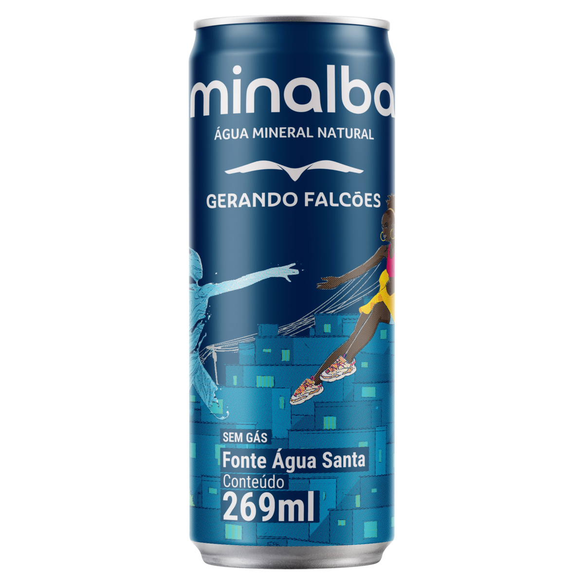 Água Mineral Natural sem Gás Gerando Falcões Minalba Lata 269ml