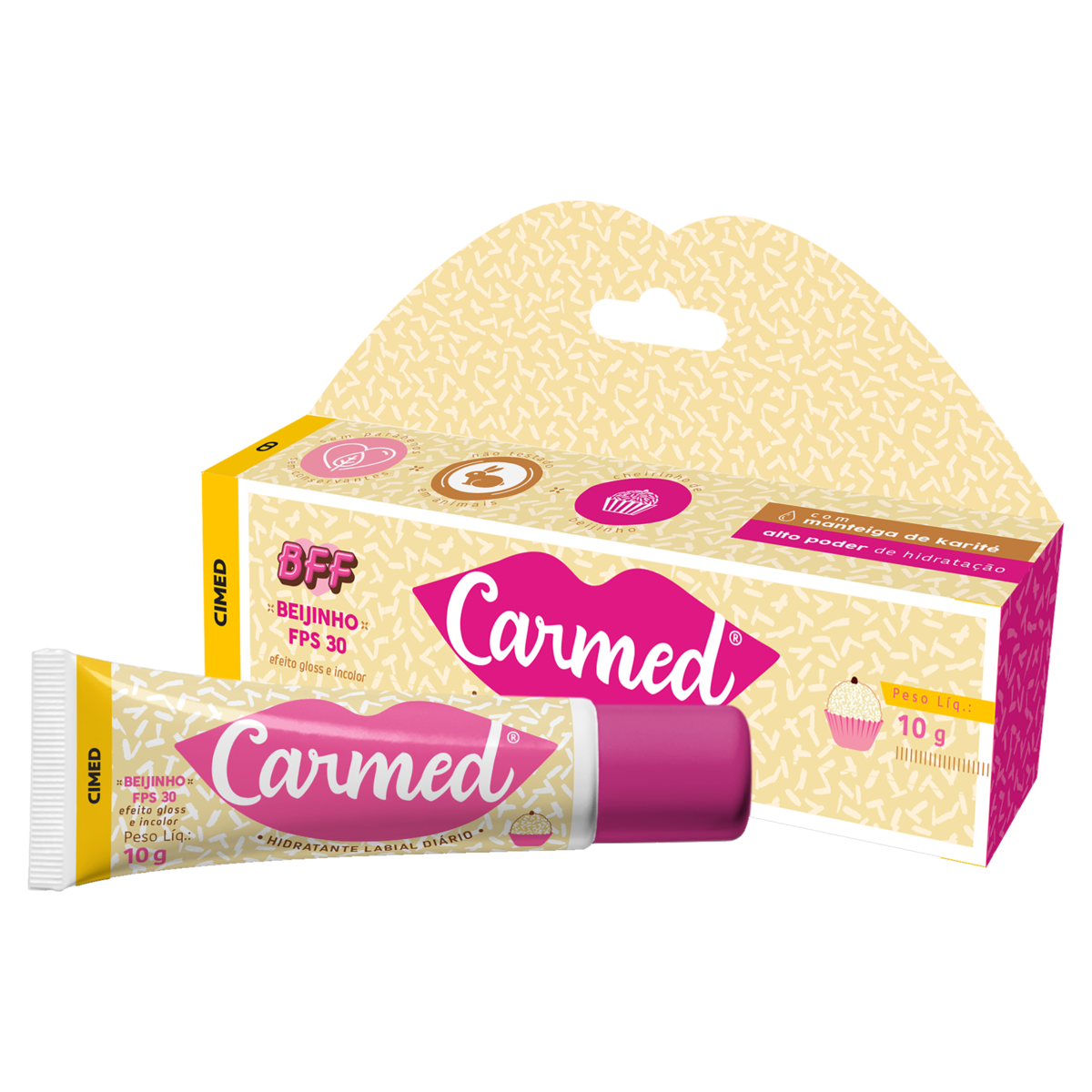 Hidratante Labial Beijinho FPS 30 Carmed BFF Caixa 10g