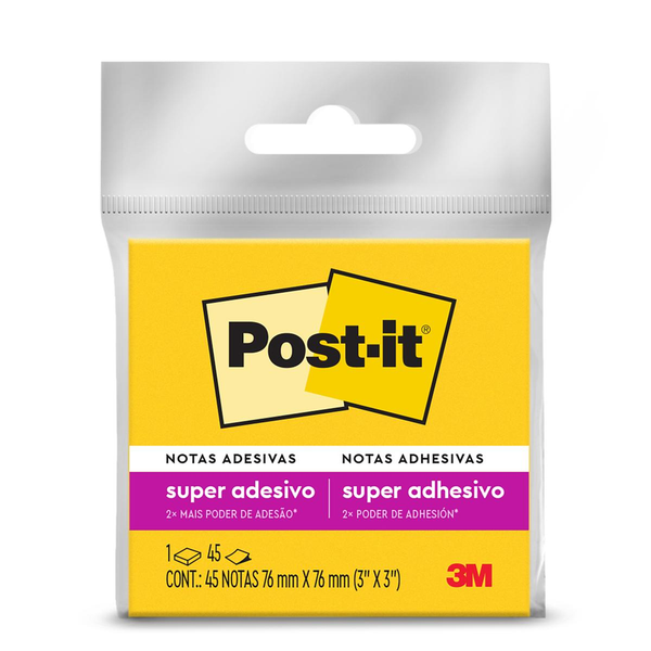 Bloco de Notas Post-it Adesivo Amarelo Neon 45 Folhas