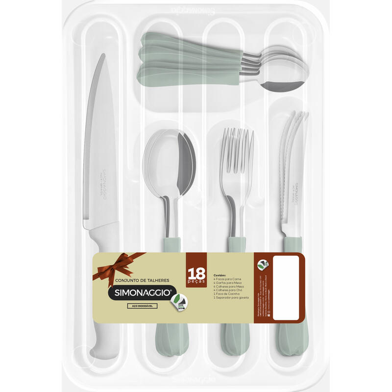 Conjunto de Talheres Simonaggio Verde 18 peças un