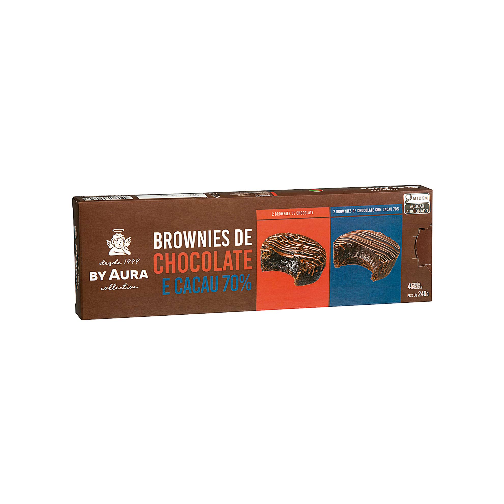 Brownies de Chocolate e Cacau 70% By Aura 240g 4 unidades
