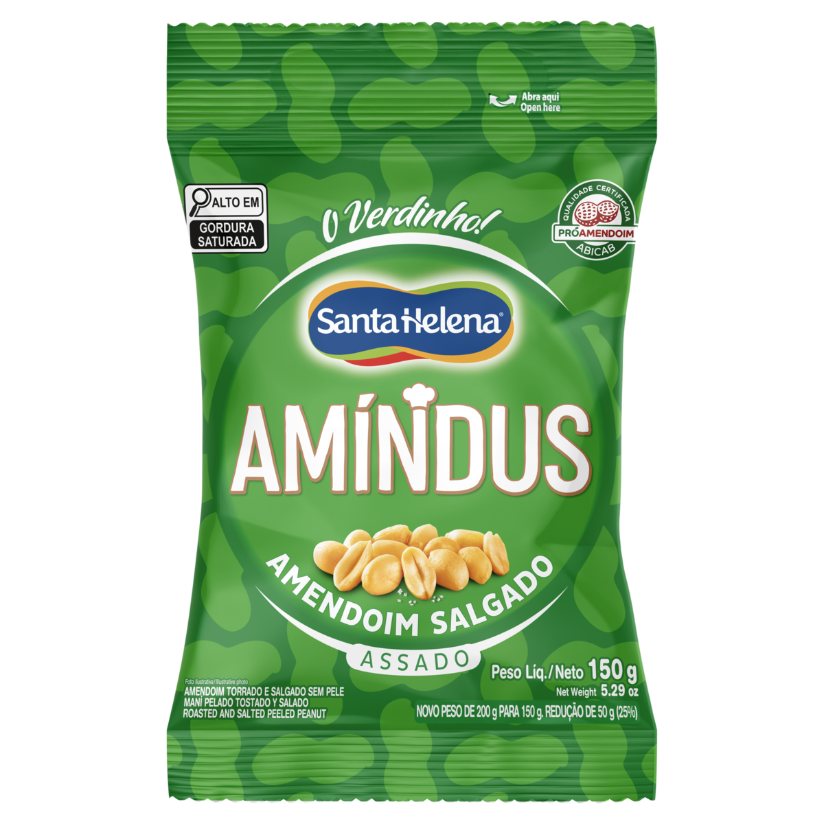 Amendoim Torrado Salgado sem Pele Amíndus Pacote 150g