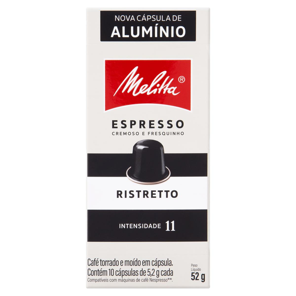 Café em Cápsula Torrado e Moído Ristretto Espresso Melitta Caixa 53g 10 Unidades