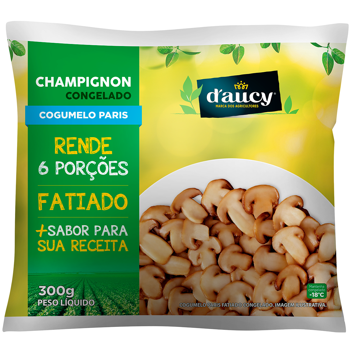 Champignon Fatiado Congelado DAUCY Pacote 300g