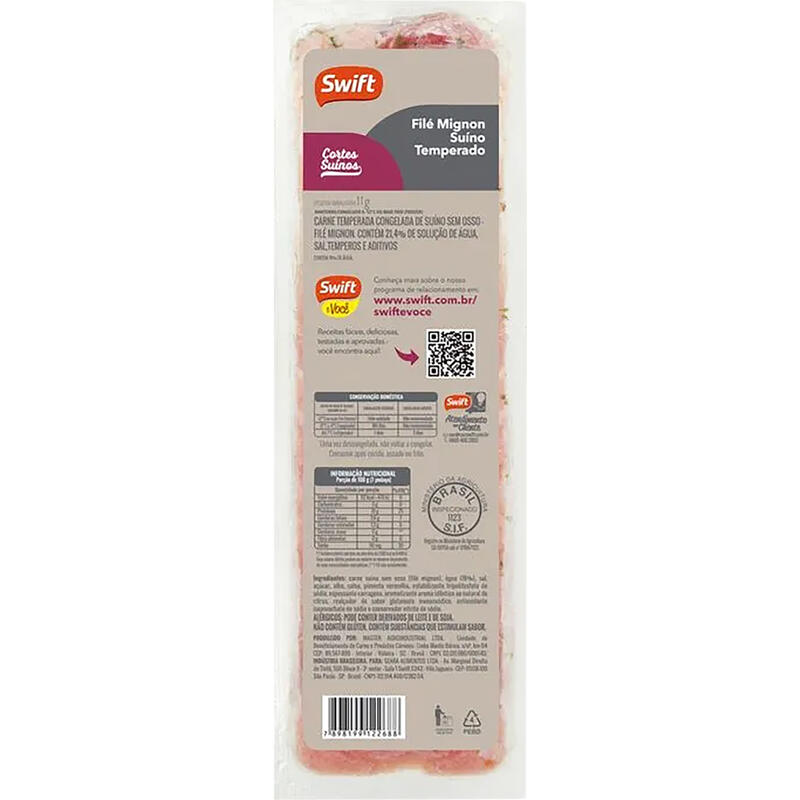 Filé Mignon Suíno Swift Temperado Preço por quilo na peça