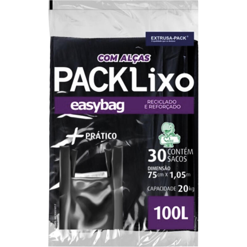 Pack Lixo Easybag Com Alças 100L 30 un