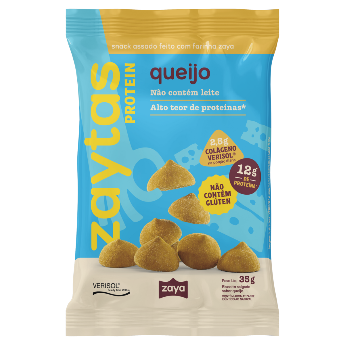 Snack Assado Queijo Zaytas Protein Pacote 35g
