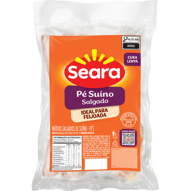 Pé Suíno Seara Salgado Preço por quilo no pacote