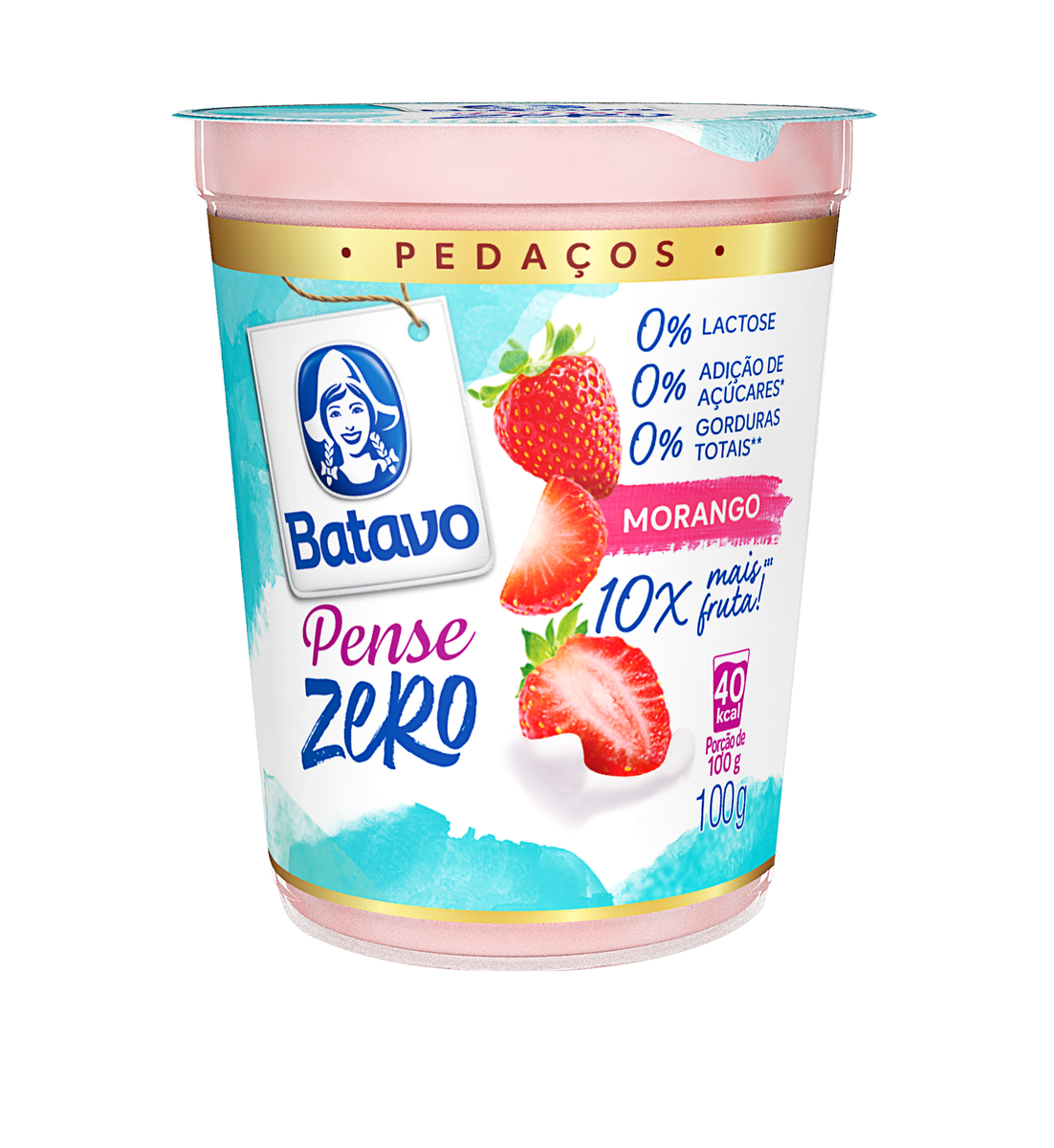 Iogurte Batavo Pense Zero Pedaços Morango 100g