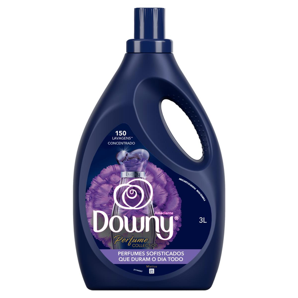 Amaciante Concentrado Downy 3 Litros - Perfume Collection - Místico - Ameixa Jasmim e Pêssego - Leve 3 Litros, Pague 2,7 Litros