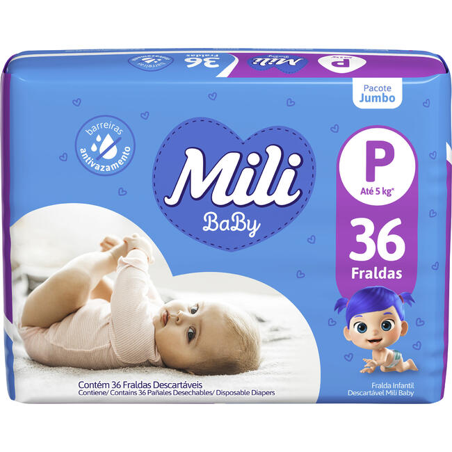 Fralda Descartável Mili Ultra Seca Jumbo - P 36 un