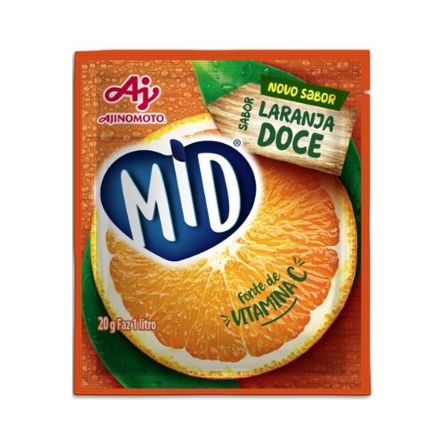 Refresco em Pó Laranja Doce Mid Pacote 20g