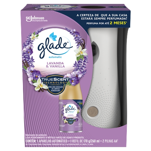 Aparelho e Odorizador de Ambiente Lavanda & Vanilla Glade Automatic 260ml Spray
