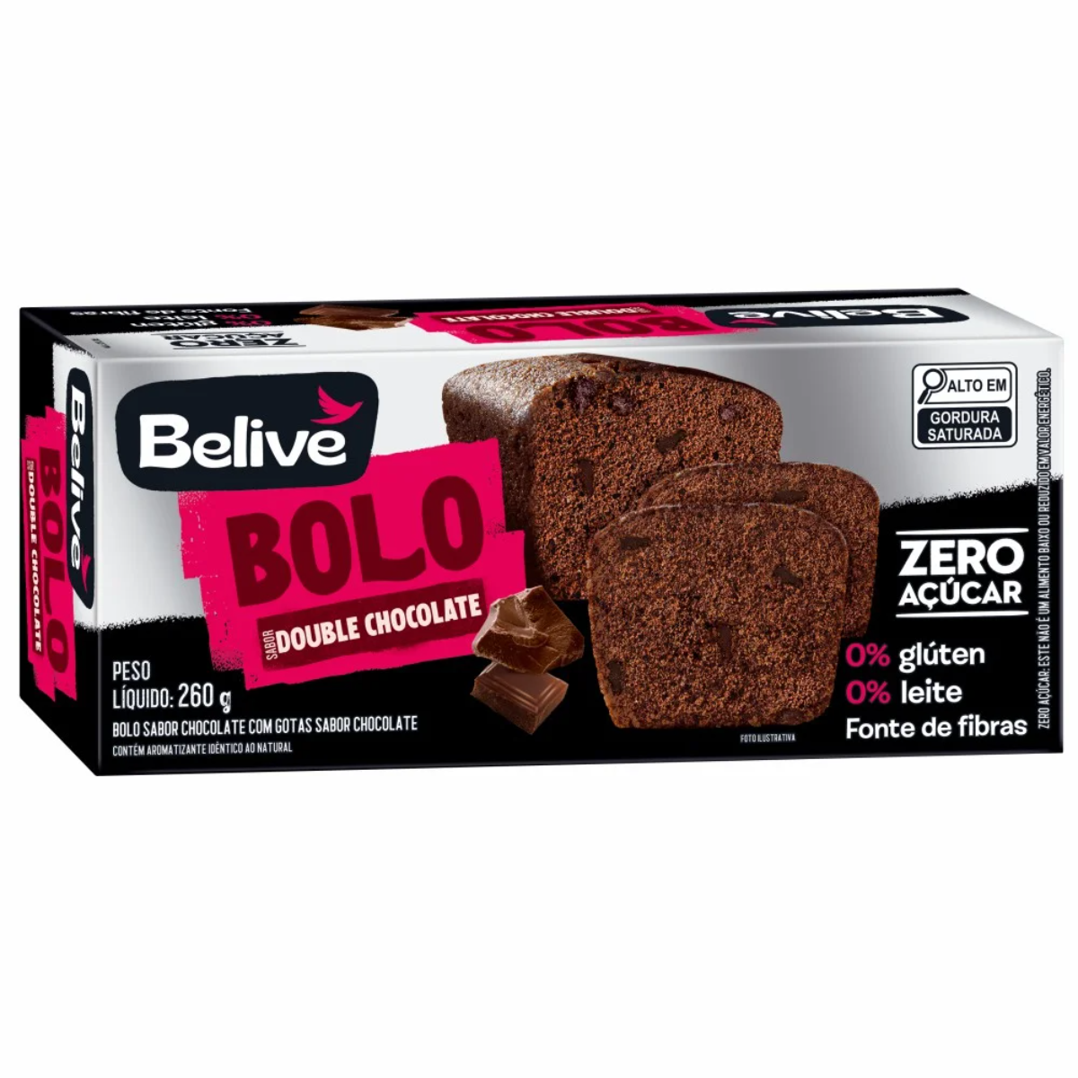 Bolo Double Chocolate Belive Sem Glúten, Sem Açúcar, Sem Leite 260g