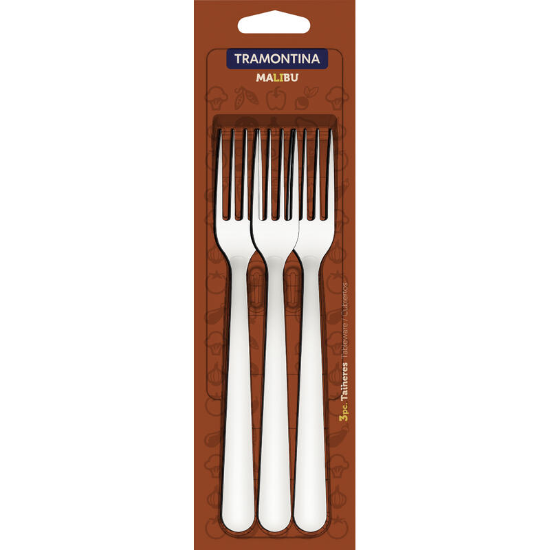 Conjunto de Garfos de Mesa Tramontina Malibu em Aço Inox 03 Peças