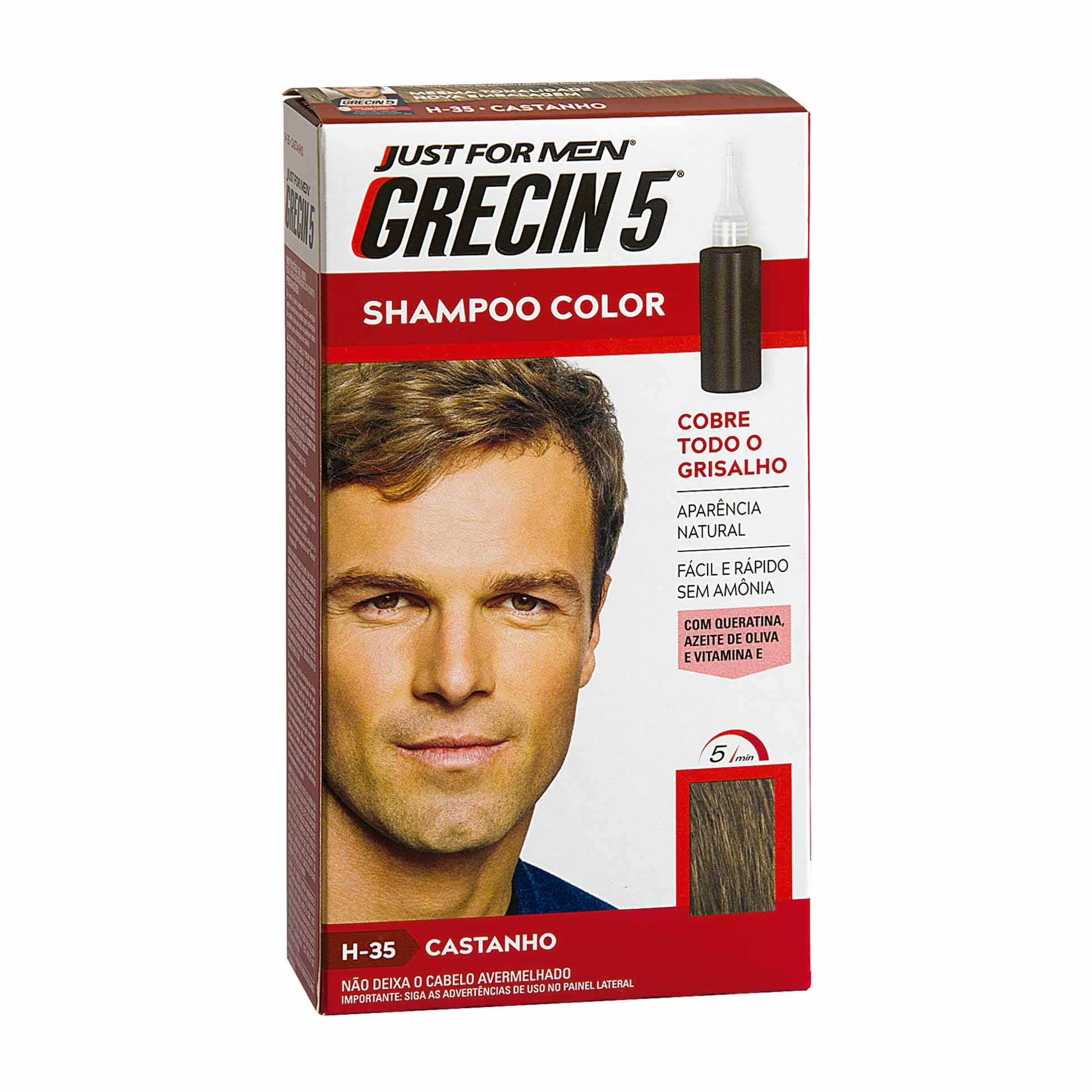Shampoo Color Grecin 5 Just For Men Castanho H-35