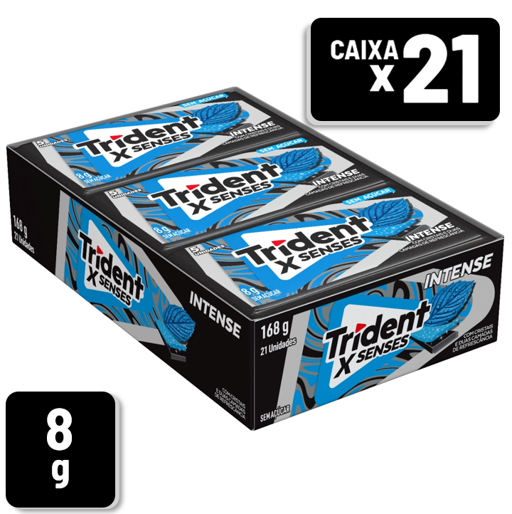 Chiclete Trident XSenses Intense Envelope 8g Caixa c/ 21 un