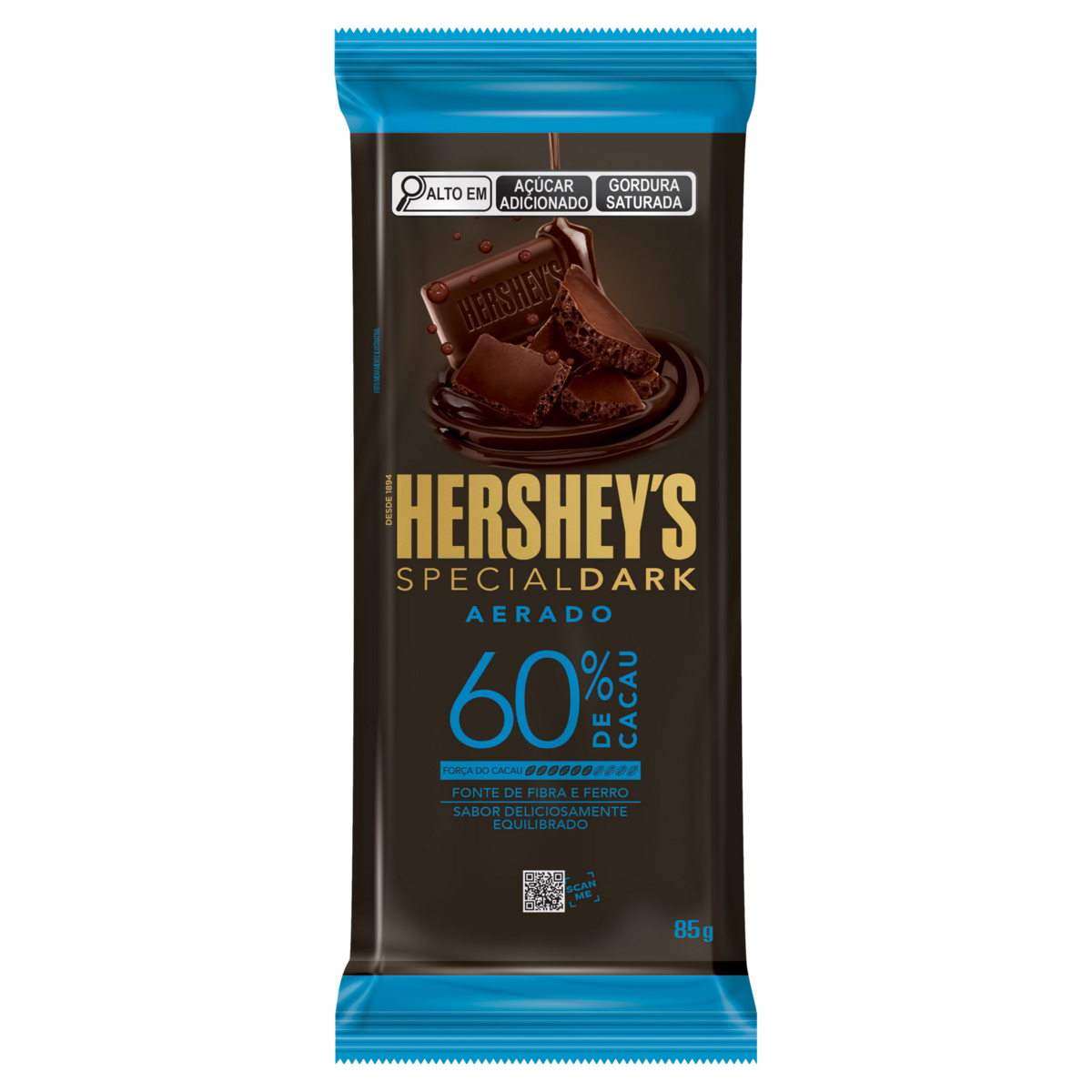Chocolate Amargo Aerado 60% Cacau Hershey's Special Dark Pacote 85g
