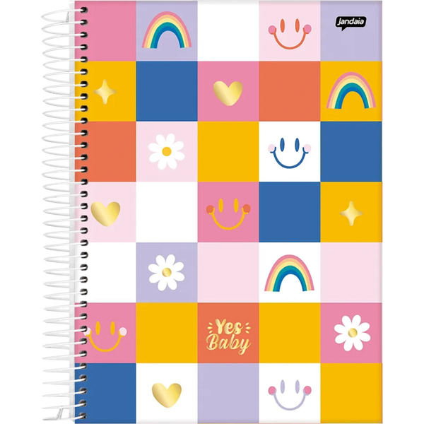 Caderno Universitário Jandaia 1 Matéria - 80 Folhas - Espiral Capa Dura - Yes Baby