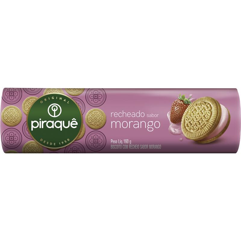 Biscoito Recheado Piraquê Morango 160g