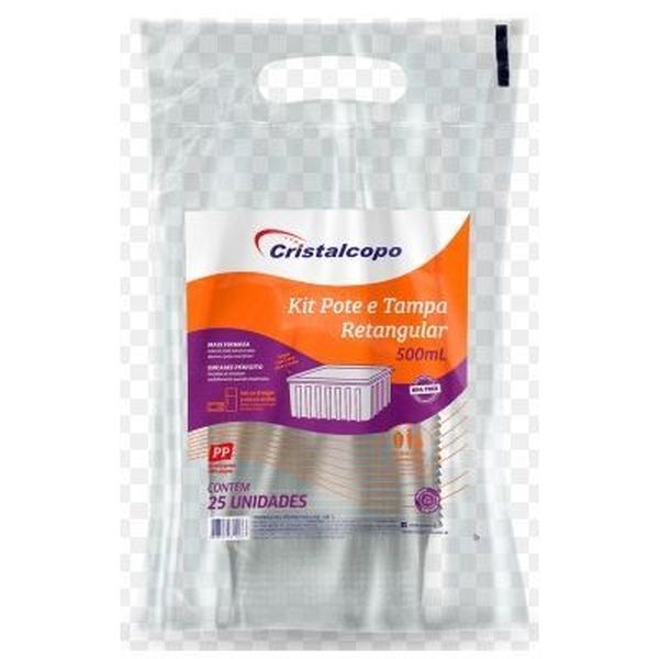 Pote Cristalcopo Retangular 500ml 25 un