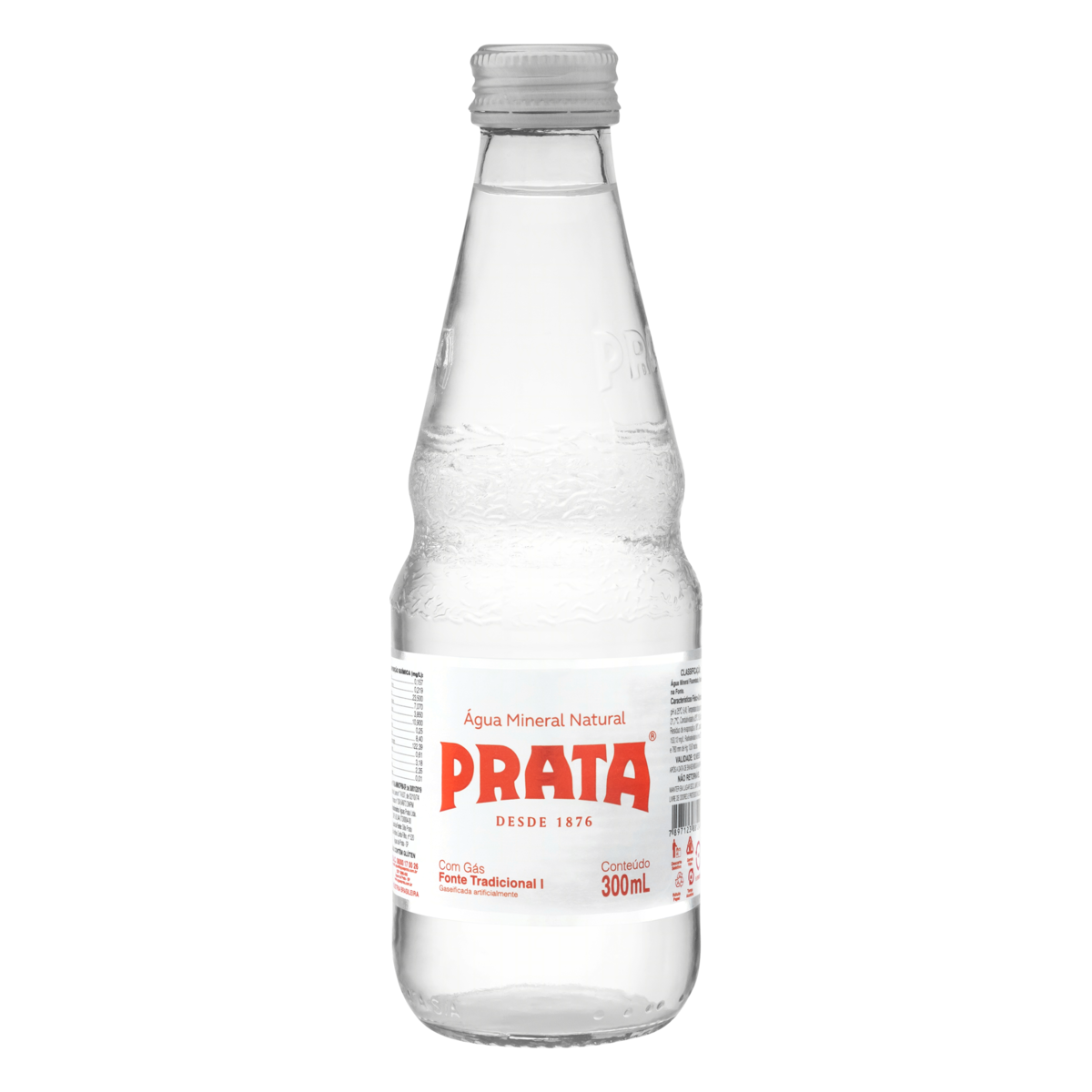 Água Mineral Natural com Gás Tampa Pilfer Prata Garrafa 300ml
