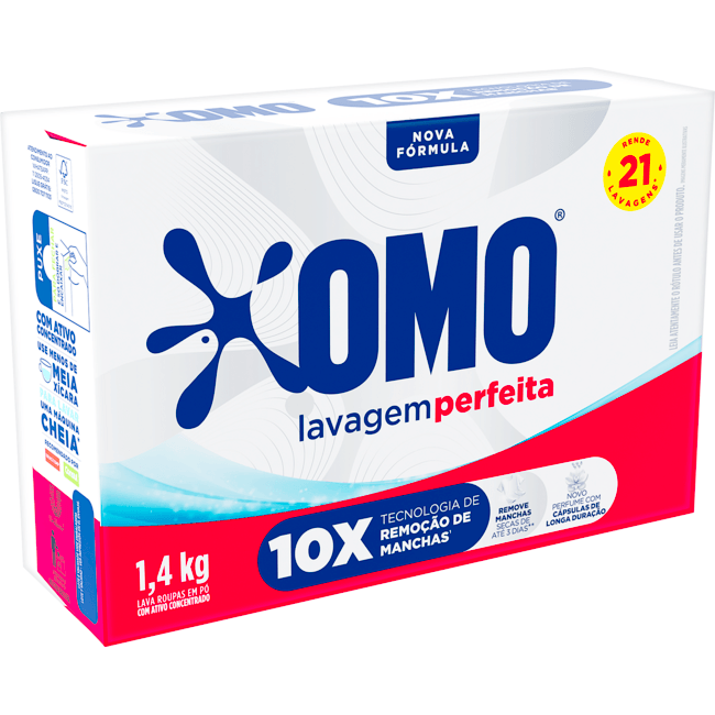 Lava Roupas em Pó Omo Lavagem Perfeita 1,4kg