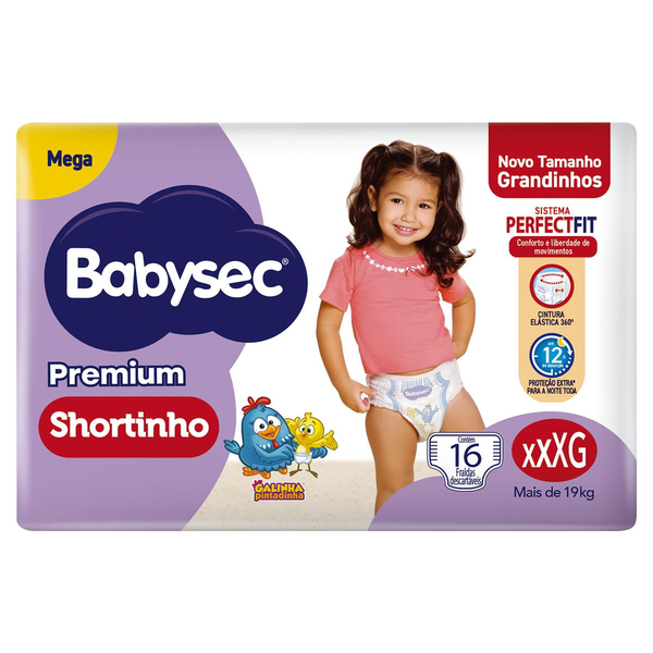 Fralda Babysec Shortinho Mega M - 30/ G - 24/ XG - 22/ XXG - 20/ XXXG - 16